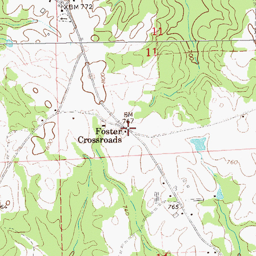 Topographic Map of Foster Crossroads, AL