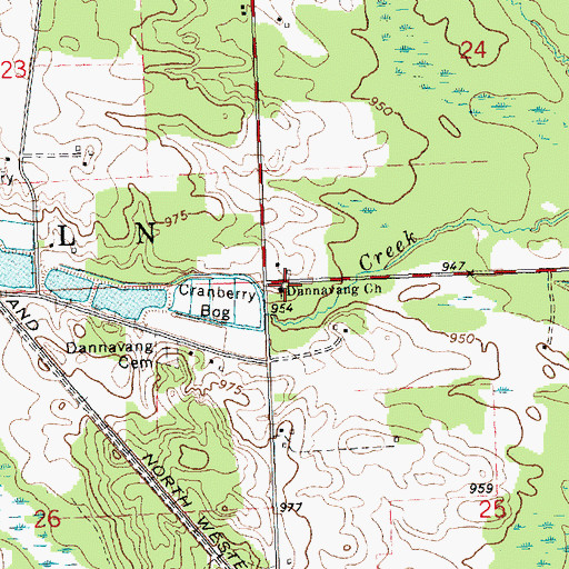 Topographic Map of Dannavang Church, WI