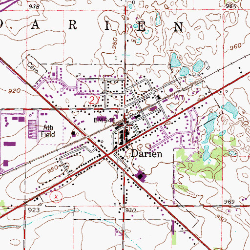 Topographic Map of Darien, WI