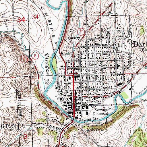 Topographic Map of Darlington, WI