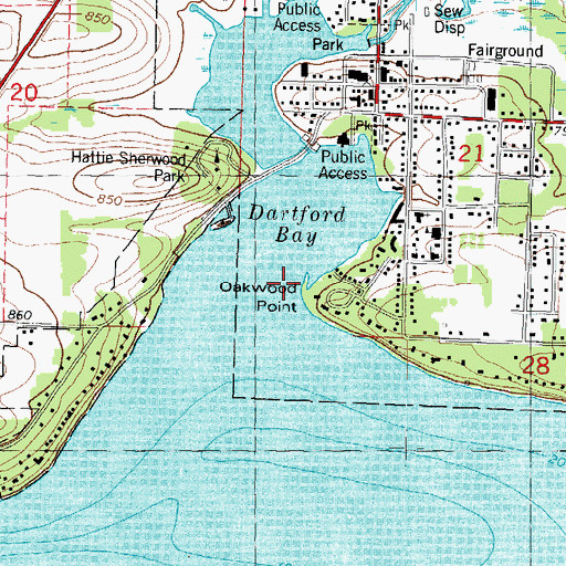Topographic Map of Dartford Bay, WI