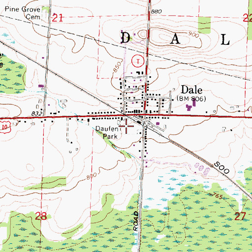 Topographic Map of Daufen Park, WI