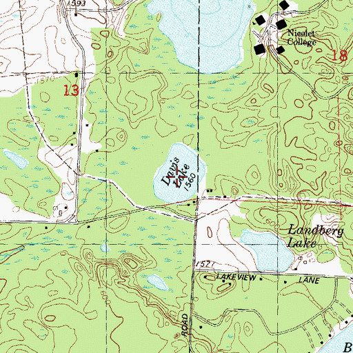 Topographic Map of Davis Lake, WI