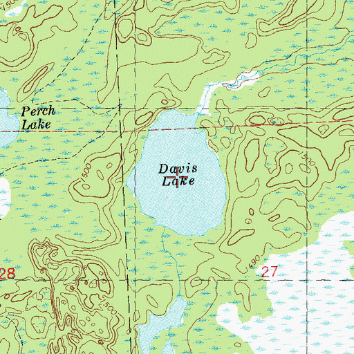 Topographic Map of Davis Lake, WI
