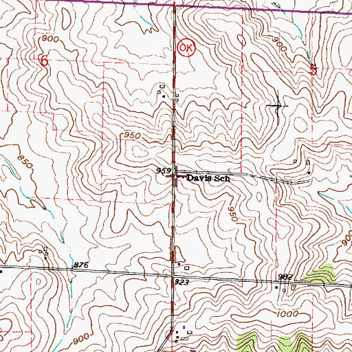 Topographic Map of Davis School, WI