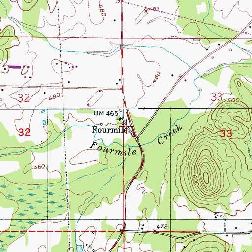 Topographic Map of Fourmile, AL