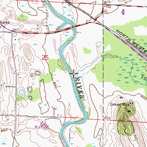 Topographic Map of Davy Creek, WI