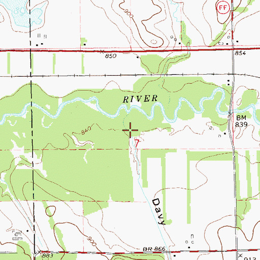 Topographic Map of Davy Valley, WI