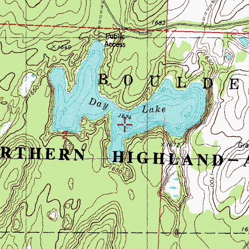 Topographic Map of Day Lake, WI