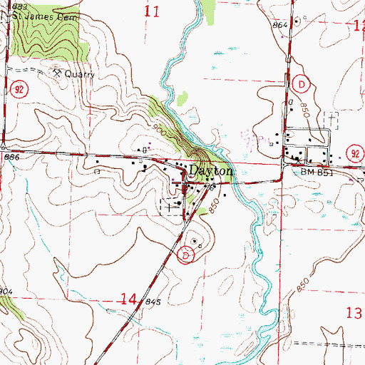 Topographic Map of Dayton, WI