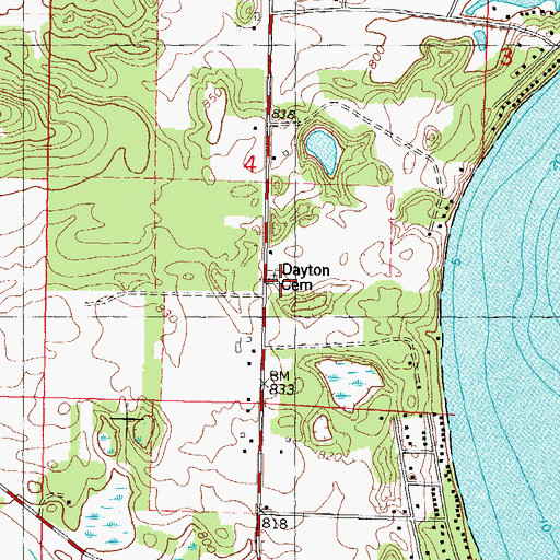 Topographic Map of Dayton Cemetery, WI