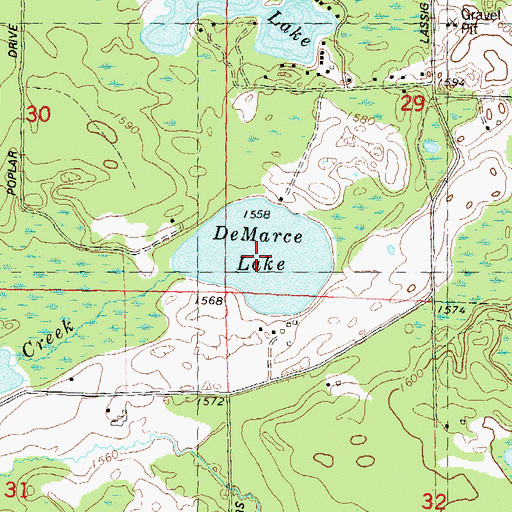 Topographic Map of De Marce Lake, WI