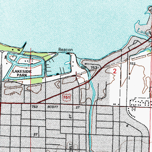 Topographic Map of De Neveu Creek, WI