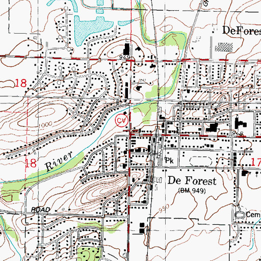 Topographic Map of De Forest, WI