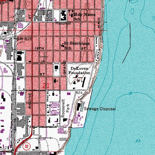 Topographic Map of DeKoven Foundation, WI