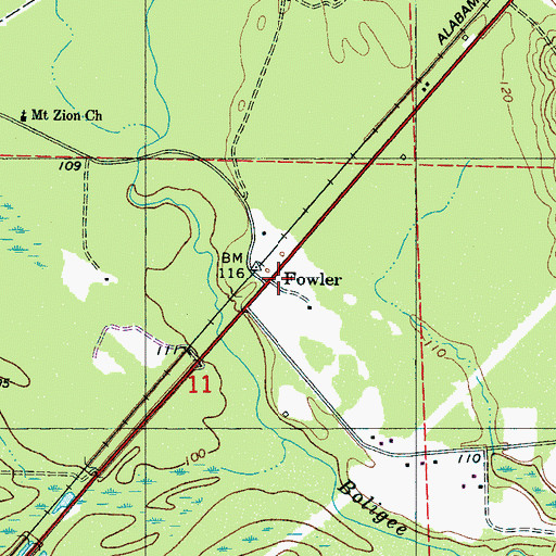 Topographic Map of Fowler, AL