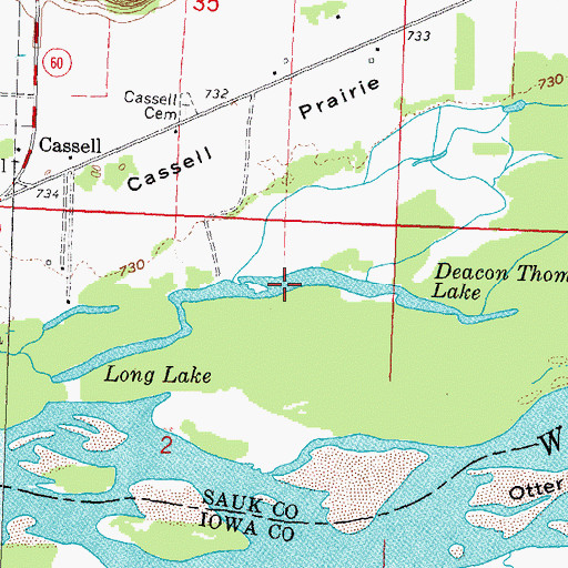 Topographic Map of Deacon Thomas Lake, WI