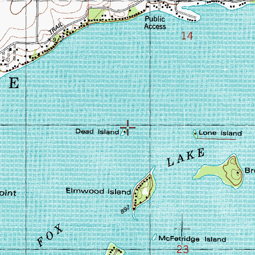 Topographic Map of Dead Island, WI
