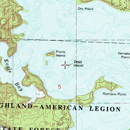 Topographic Map of Dead Island, WI