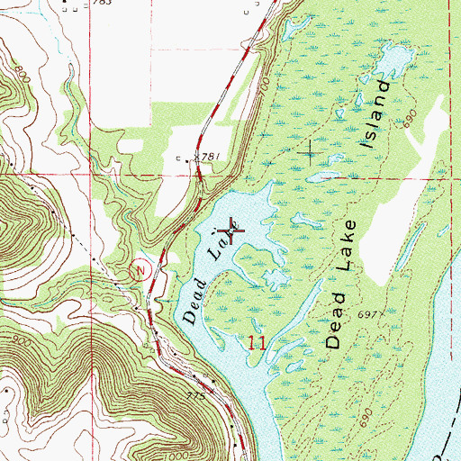 Topographic Map of Dead Lake, WI