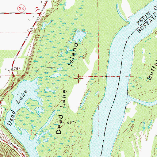 Topographic Map of Dead Lake Island, WI