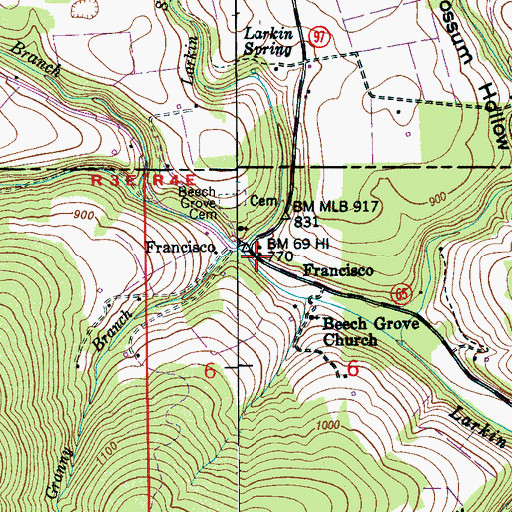 Topographic Map of Francisco, AL