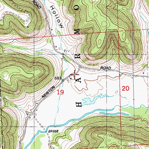 Topographic Map of Deadman Hollow, WI