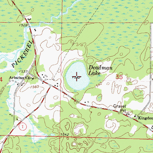 Topographic Map of Deadman Lake, WI