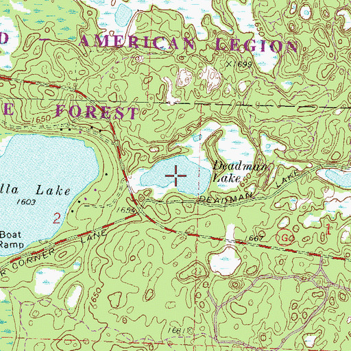 Topographic Map of Deadman Lake, WI