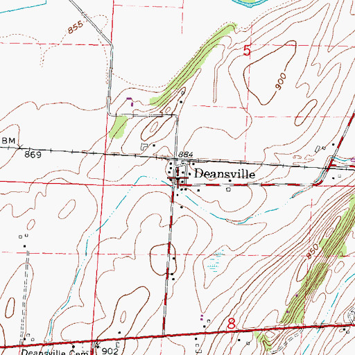 Topographic Map of Deansville, WI