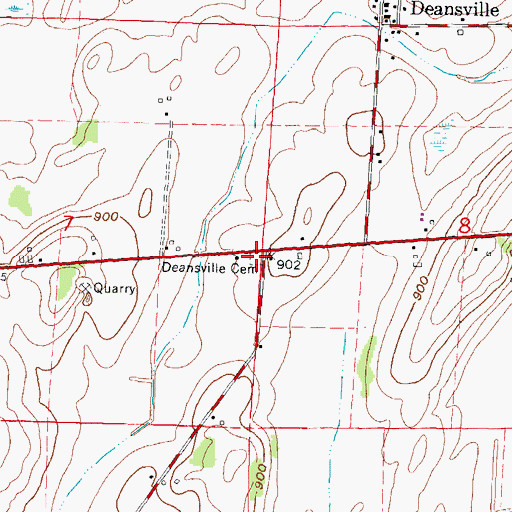 Topographic Map of Deansville Cemetery, WI