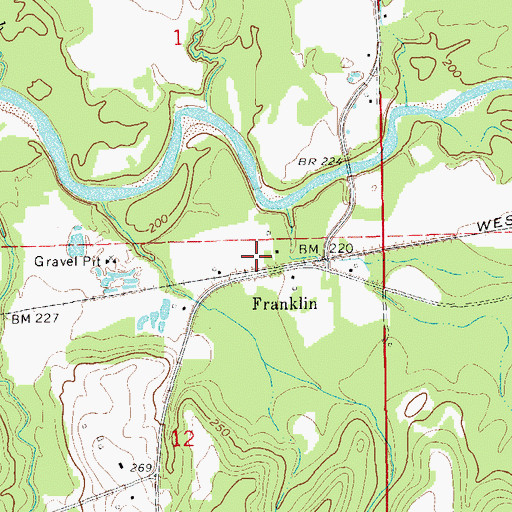 Topographic Map of Franklin, AL