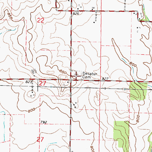 Topographic Map of Decatur Cemetery, WI
