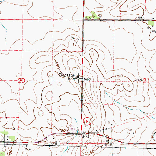 Topographic Map of Decatur School, WI