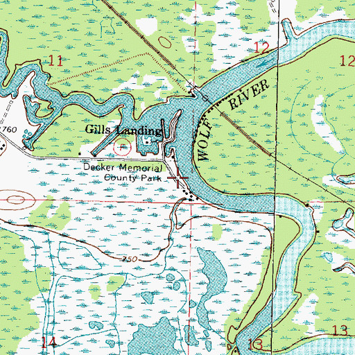 Topographic Map of Decker Memorial County Park, WI
