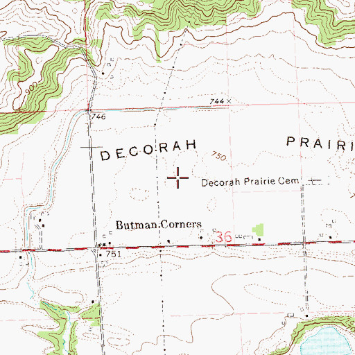 Topographic Map of Decorah Prairie, WI