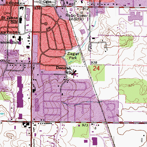 Topographic Map of Decorah Elementary School, WI