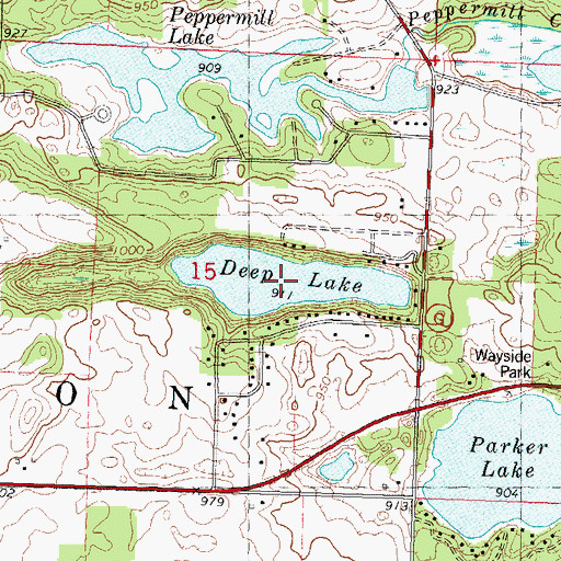 Topographic Map of Deep Lake, WI