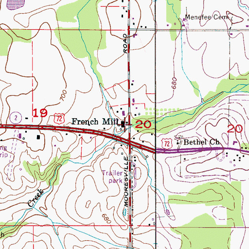 Topographic Map of French Mill, AL