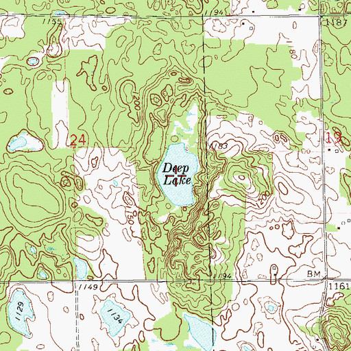 Topographic Map of Deep Lake, WI