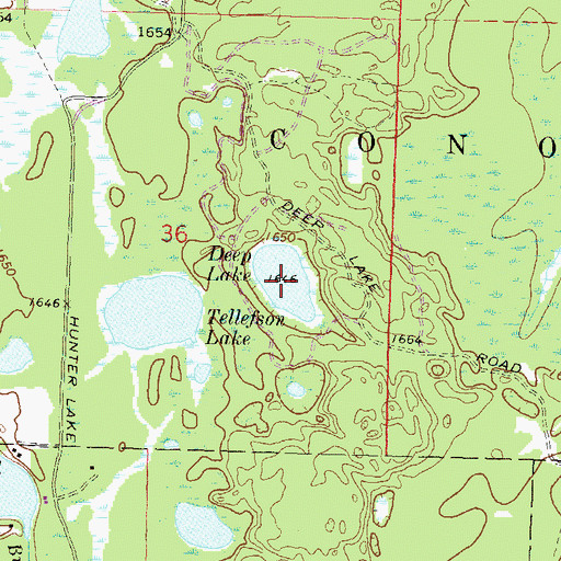 Topographic Map of Deep Lake, WI
