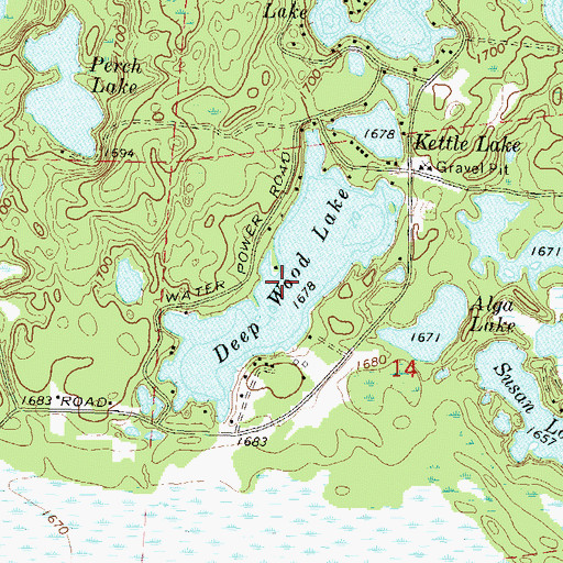 Topographic Map of Deep Wood Lake, WI