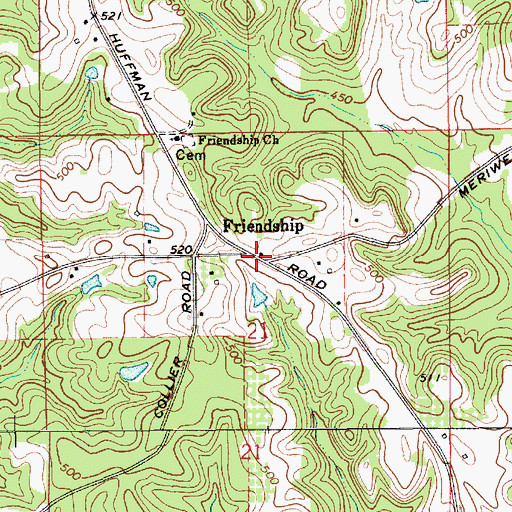 Topographic Map of Friendship, AL