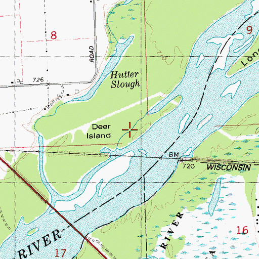 Topographic Map of Deer Island, WI