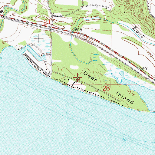 Topographic Map of Deer Island, WI