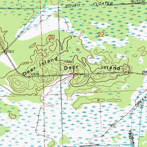 Topographic Map of Deer Island, WI