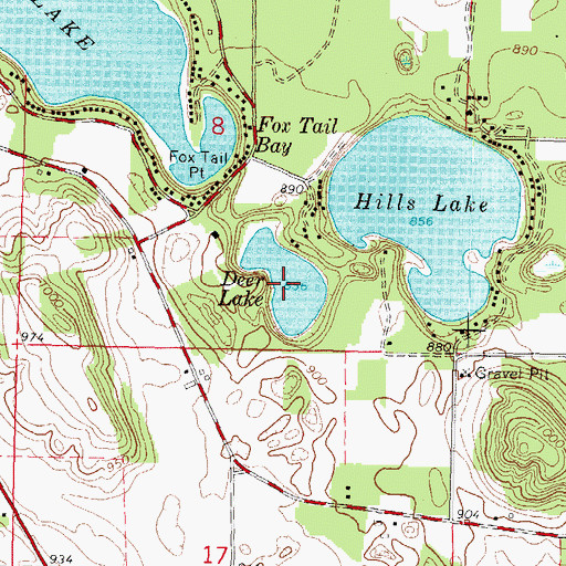 Topographic Map of Deer Lake, WI