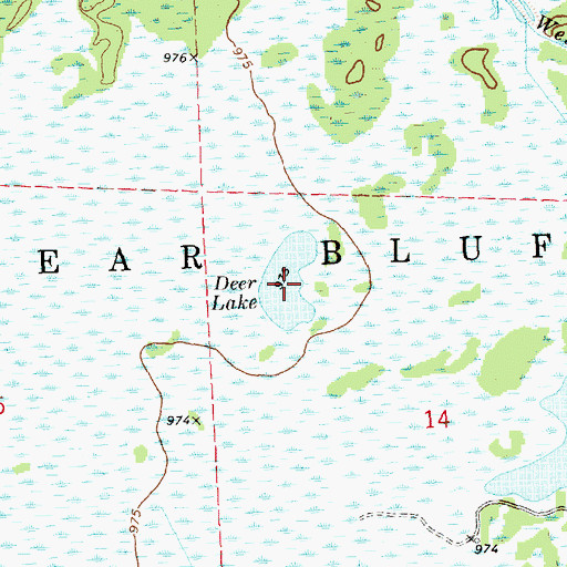 Topographic Map of Deer Lake, WI