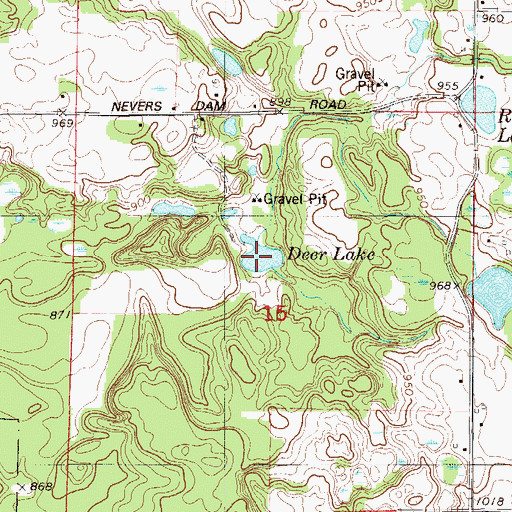 Topographic Map of Deer Lake, WI