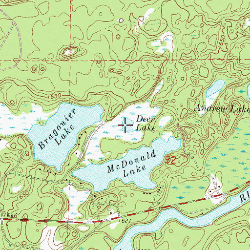 Topographic Map of Deer Lake, WI